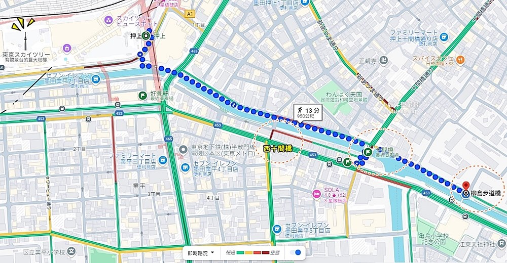 拍出晴空塔絕美倒影～西十間橋、十間橋、柳島步道橋交通路線指引