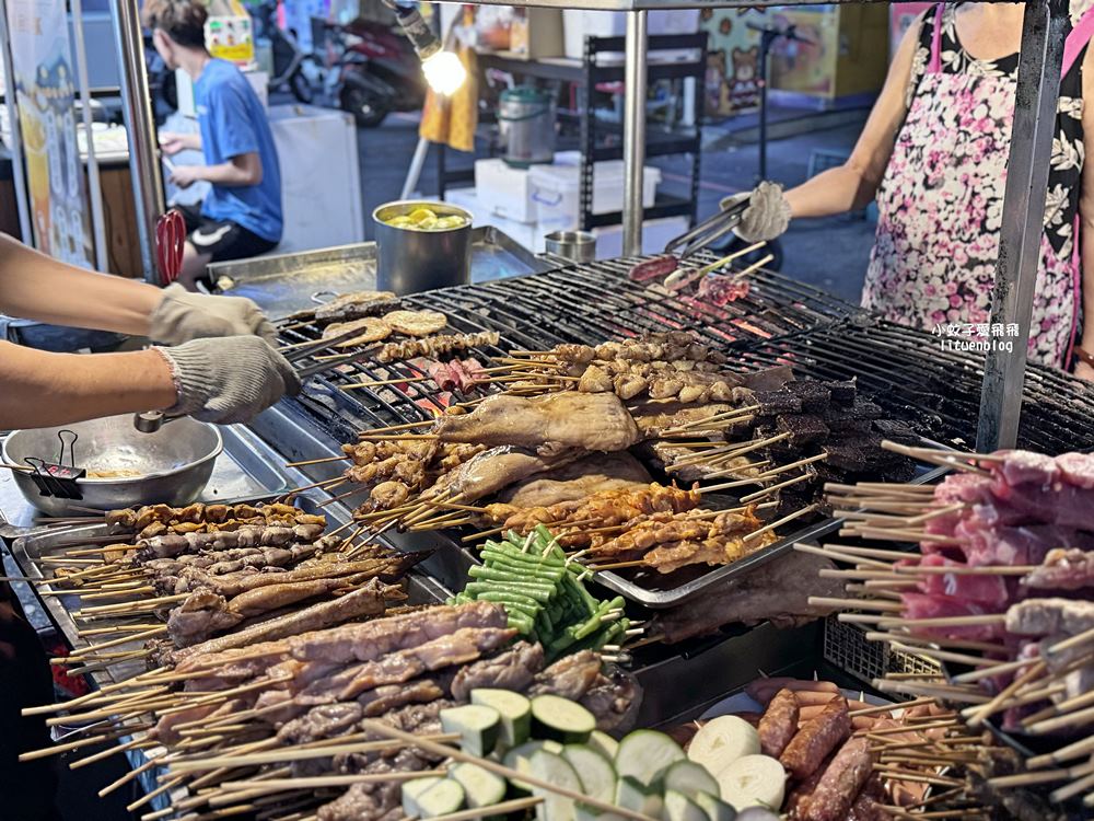高雄六合夜市美食超過50年烤肉之家&鄭老牌木瓜牛奶，鹽酥杏鮑菇麻辣魚蛋
