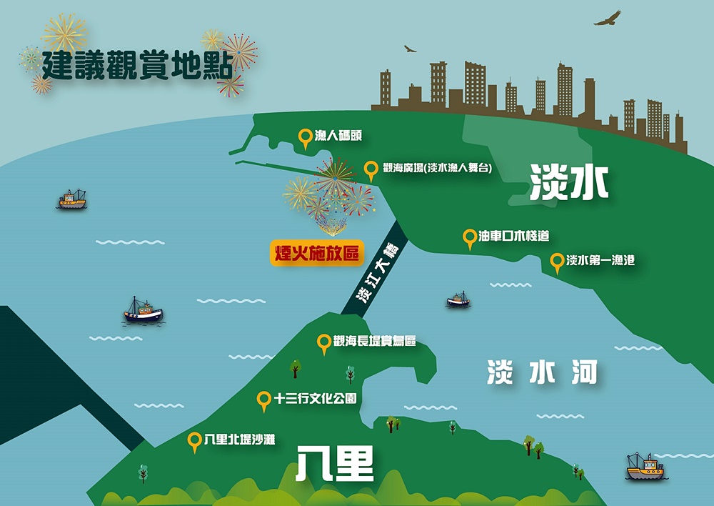 2025漁人碼頭煙火10分鐘璀璨花火,交通管制與最佳觀賞點 2025漁人碼頭煙火10分鐘璀璨花火,交通管制與最佳觀賞點