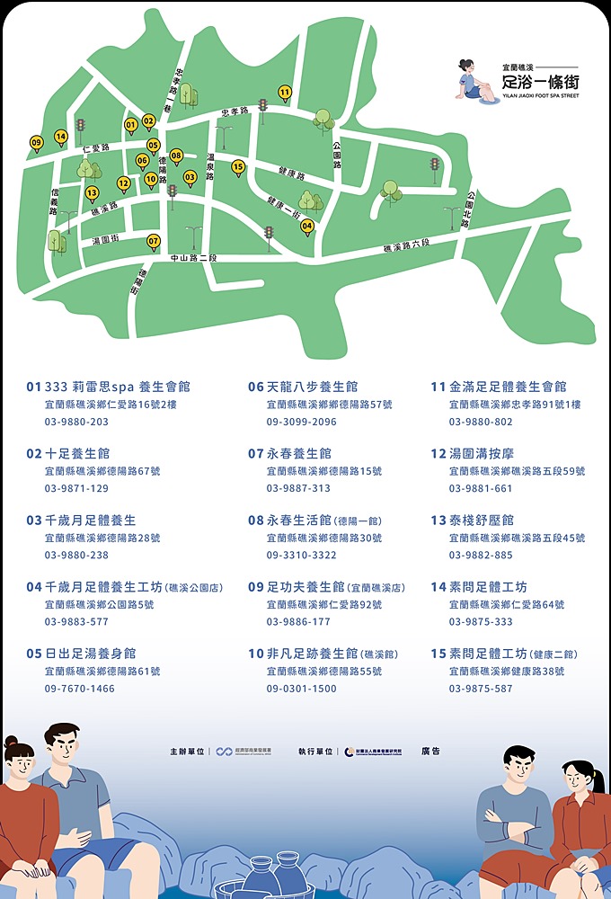 宜蘭礁溪溫泉足浴小旅行～足浴一條街精選養生館15間，礁溪溫泉公園、地景廣場免費泡腳